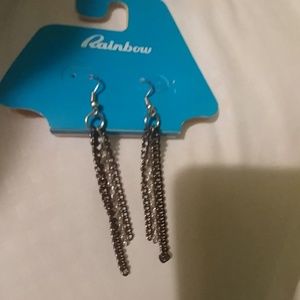 Black and silver chain earrings